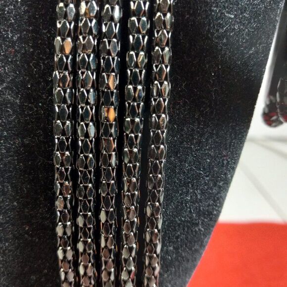 Long Black Five Strand Mesh Chain Necklace and Bracelet - Picture 3 of 9